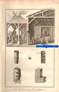 Recueil de planches, sur les sciences, les arts liberaux et les arts mchaniques, avec leur explication. Porcelaine. Contenat cinq planches.