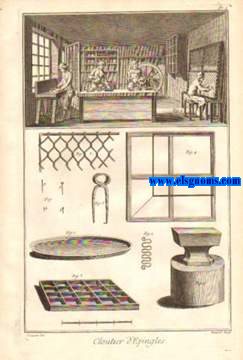 Recueil de planches, sur  les sciences, les arts libraux, et les arts mchaniques, avec leur explication. Cloutier d'epingles. Contenant deux planches.