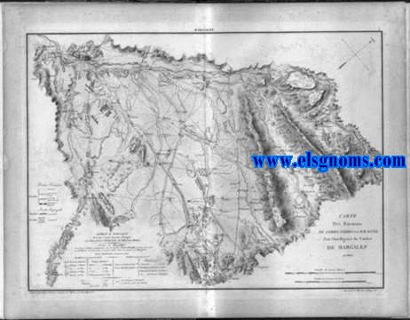 Mmoires du Marchal Suchet, Duc d'Albufera, sur ses Campagnes en Espagne depuis 1808 jusqu'en 1814. Carte des environs de Lerida, Tarrega et Balaguer, pour l'Intelligence du Combat de Margalef en 1810. Combat de Margalef livre par l'Arme Franaise d'Aragon Aux Ordres de S.E. le Marchal Suchet, Duc d' Albufera.  Reduction faite d'aprs les Levers remis par les Officiers de l'etat Major Gal. Grav par E. Collin 