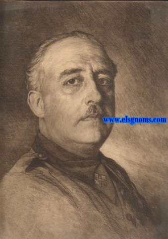 Retrato de Francisco Franco Bahamonde con uniforme de teniente general del ejrcito de tierra.