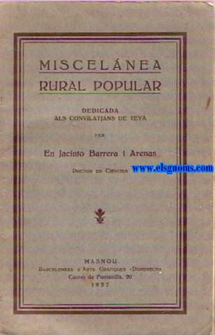 Miscelnea rural popular. Dedicada als convilatans de Tey.