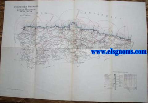Direccin General de Obras Pblicas. Provincia de Oviedo. Escala 1:400.000.