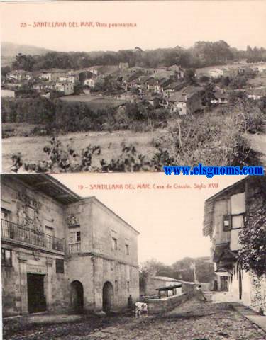Santillana del Mar. 2 tarjetas: Casa de Cosso. Siglo XVII - Vista panormica.