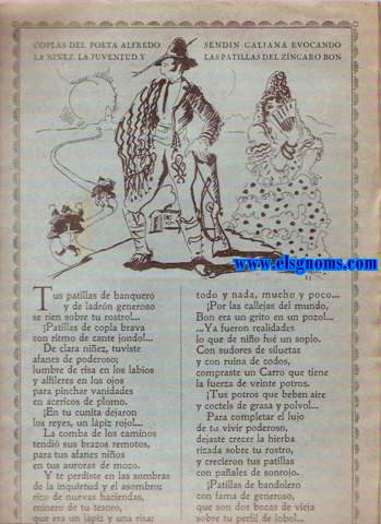 Coplas del poeta Alfredo Sendn Galiana evocando la niez, la juventud y las patillas del zngaro Bon.