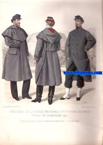 Costumes de la Garde Nationale Sedentaire de Paris tenue de campagne 1871.