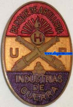 Insignia Guerra Civil. Parque de Artillera. U.H.P. Industrias de Guerra.