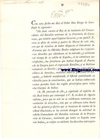 Con esta fecha me dice el Seor Don Diego de Gardoqui lo siguiente: 
