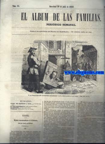 El Album de las Familias. Peridico semanal. Gratis  los suscriptores del Diario de Barcelona. N35. Tomo I. Barcelona, 26 de junio de 1859.