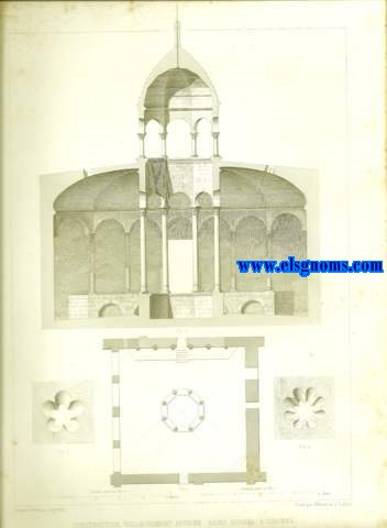Construction vulgarment appele Bains Arabes, a Gironne (Espagne). (Alzado y planta) Dessin d'Henry Legrand. Grav par Ribault et J.Sulpis.