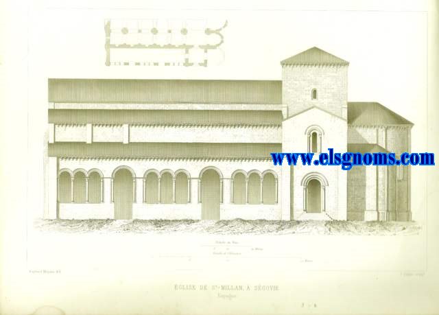 glise de St. Millan  Segovie. Dessin de Raphael Mitjana. Grav par J.Sulpis.