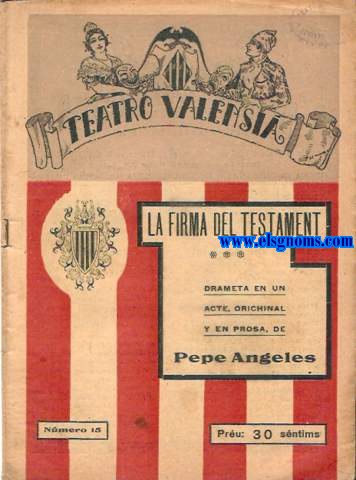 Choc d' amor. Comedia en un acte, orichinal y en vers, de... Teatro Valensi. Revista Semanal Literaria.