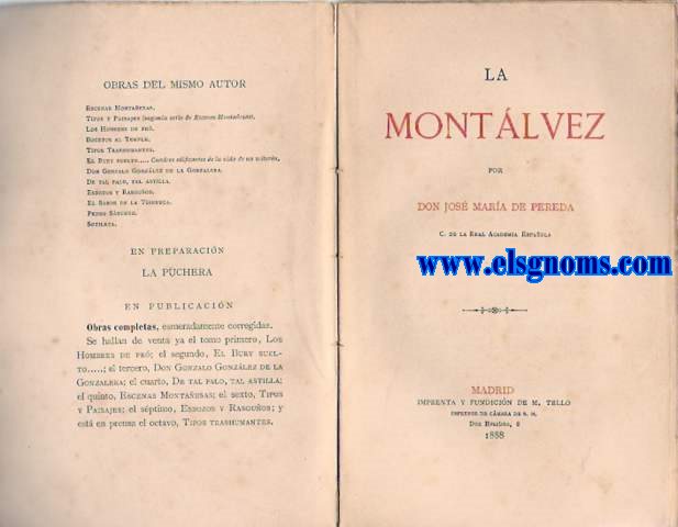 La Montlvez. Novela.