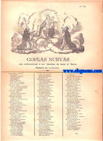 Coplas nuevas que enfervorizan  ser devotos de rezar el Santo Rosario de la Aurora.