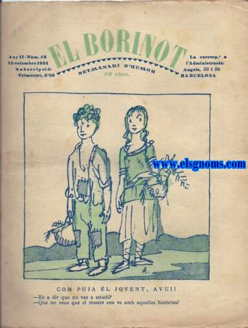 El Borinot. Setmanari d' humor. Any II. Nmero 43 .18 setembre 1924.