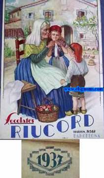Almanac de la fbrica de Xocolatas Riucord per a l'any 1937.
