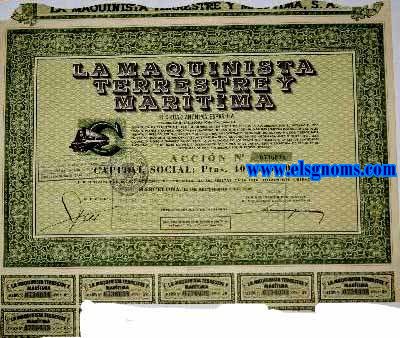 La Maquinista Terrestre y Martima. Sociedad Annima Espaola. Constituda en Barcelona... Emisin: 12 de Septiembre de 1958.