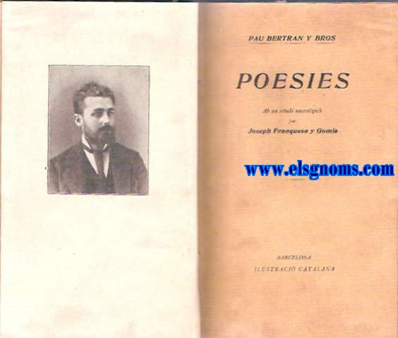 Poesies. Ab un estudi necrolgic per Joseph Franquesa y Gomis.