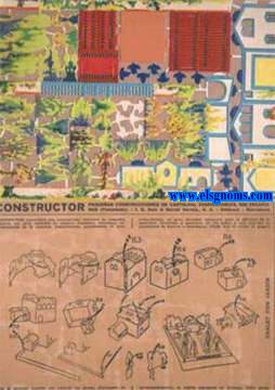 Constructor. Serie segunda - Objetos diversos- N 6- Chalet con jardn. Pequeas construcciones en cartulina, desmontables, sin pegaduras (Patentado). Constituir una hermossima coleccin de pequeos juguetes con gran variedad de asuntos finamente decorados, reproducciones de la realidad, desmontables, guardndose en sitio reducidsimo, de gran finalidad educativa para el ejercicio de la habilidad, iniciativa y paciencia de los nios y que suprime la posibilidad de herirse o mancharse (Nada han de cortar ni pegar). S.A.I.G. Seix y Barral Herms. Editores, Bardelona. 