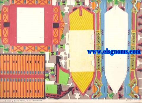 Constructor. Serie segunda - Objetos diversos- N 8- El Arca de No. Pequeas construcciones en cartulina, desmontables, sin pegaduras (Patentado). Constituir una hermossima coleccin de pequeos juguetes con gran variedad de asuntos finamente decorados, reproducciones de la realidad, desmontables, guardndose en sitio reducidsimo, de gran finalidad educativa para el ejercicio de la habilidad, iniciativa y paciencia de los nios y que suprime la posibilidad de herirse o mancharse (Nada han de cortar ni pegar). S.A.I.G. Seix y Barral Herms. Editores, Bardelona. 