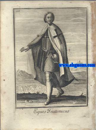 Eques Teutonicus - Cavaliere Teutonico. Ordinum Equestrium et Militarium Catalogus in Imaginibus expositus, & cum brevi narratione oblatus Clementi XI Pont. Max. Editio Quarta.