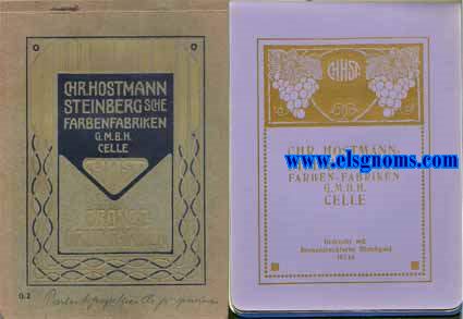 Chr. Hostmann-Steinberg`sche Farben -Fabriken G.M.B.H. Celle. Gerdruckt mit Bronzedruckfarbe Reichgold.
