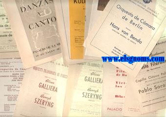 Conjunt de programes de ma dels diferents concers i audicions organitzats al Palau de la Msica de Barcelona entre el 1 de decembre de 1941 i el 31 d'octubre de 1954 amb periodicitat irregular.