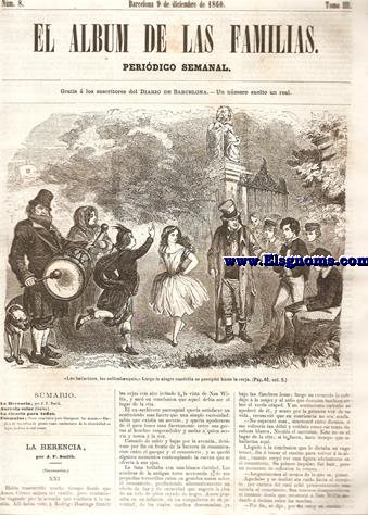 El Album de las Familias.Peridico Semanal.Gratis  los suscritores del Diario de Barcelona.Nm.8.Tomo III.SUMARIO : La Herencia, por J. Smith.-Aureola solar (lmina).-La ciencia para todos.-Frmulas : Pasta econnica para blanquear las manos.-Empleo de los tubos de plomo como conductores de la electricidad.-Agua inodora desinfectante.