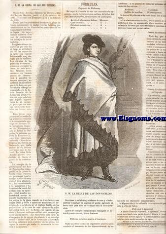 El Album de las Familias.Peridico Semanal.Gratis  los suscritores del Diario de Barcelona.Nm.16.Tomo III.SUMARIO : La Herencia, por J. Smith.-. Eloisa (poesa) por Eugenio Snchez de Fuentes.-S.M. la Reina de las Dos Sicilias (lmina).-Frmulas : Ungento de Holloway.-Pldoras sedativas contra el insomnio.-Contra la adinamia.-Contra las afecciones del hgado.-Hidromel  Aguamiel.