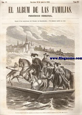 El Album de las Familias.Peridico Semanal.Gratis  los suscritores del Diario de Barcelona.Nm.37.Tomo III.SUMARIO : El Capitn La Chesnaye, por Ernesto Capedu .-Frmulas : Preparacin de las habillas para hacer cocer las legumbres rebeldes.-Estuco propio para emplomar las muelas.-Receta y tratamiento depurativo.-Tratamiento de las manchas hepticas por medio de la tintura de elboro blanco.