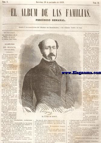 El Album de las Familias.Peridico Semanal.Gratis  los suscritores del Diario de Barcelona.Nm.2.Tomo II.SUMARIO : Los Compaeros del Silencio, por Paul Fval.-El Conde de Morny.-La ciencia para todos.