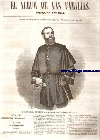 El Album de las Familias.Peridico Semanal.Gratis  los suscritores del Diario de Barcelona.Nm.39.Tomo II.SUMARIO : Amaury , por Alejandro Dumas.- Lmina del general y periodista Don Joaqun Mola y Martnez ((Alicante, 1822 - Barcelona?, 1882).