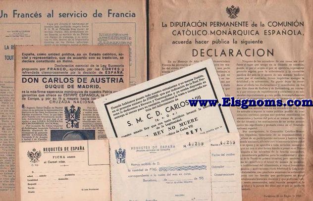 Conjunto de 6 documentos carlistas (Carlos VIII).