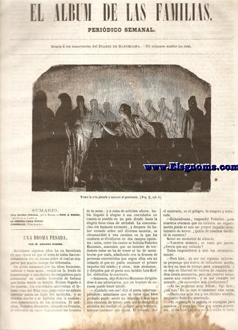 El Album de las Familias.-Peridico Semanal.-Gratis  los suscritores del Diario de Barcelona.Nm.2.Tomo I.-SUMARIO : -Odio a Bordo, por Gr. de la Landelle.-La Ciencia para todos.-Frmulas: Cueros para asentar la navaja.-Tinta roja.
