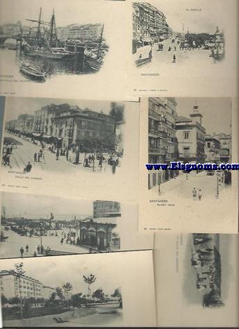 Santander. Lote de 19 tarjetas postales de Hauser y Menet (fototipia) impresas en verde. N 77, 148- 233, 281-296. Reverso sin dividir. 