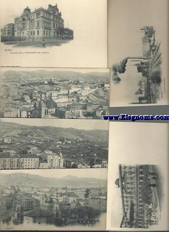 Bilbao. Lote de 12 tarjetas postales de Hauser y Menet (fototipia) impresas en verde. N 217-218, 220-224, 829-832. Reverso sin dividir. 