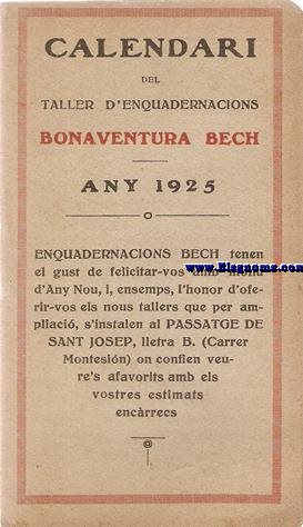 Calendari de Foment de Pietat catalana. Any 1925.