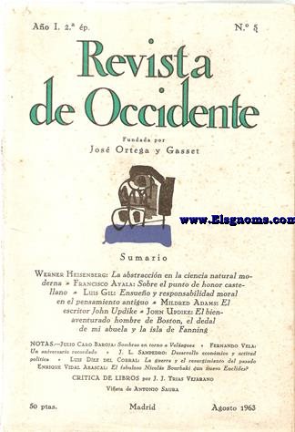 Revista de Occidente. Fundada por Jos ortega y Gasset. Ao I. 2 poca. N 5. Agosto 1963.