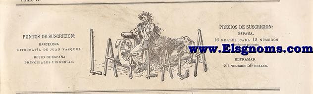 La Flaca.-Tomo II.-Barcelona 16 de Julio de 1873.-SUMARIO:Ojeada.-La Catstrofe de Alpens.-Chismes.-Charadas.
