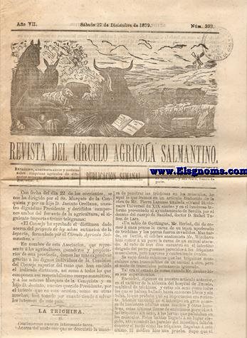 Revista del Crculo Agrcola Salmantino. Ao VII. Sbado 27 de Diciembre de 1879. Nm. 333.