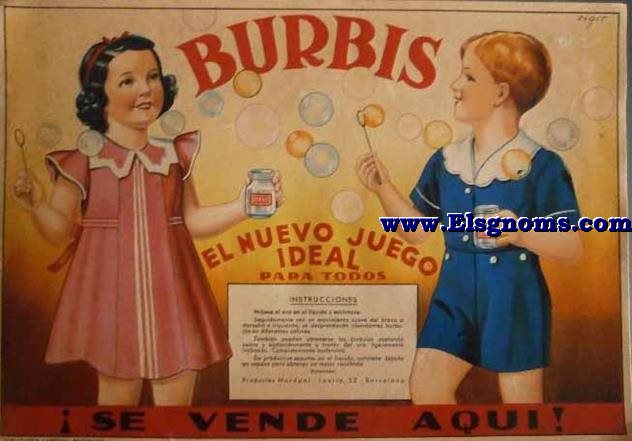 Burbis. El nuevo juego ideal para todos. Se vende aqu.Cartel publicidad.
