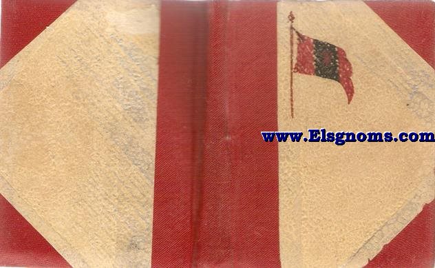 Libreta de apuntes sin apenas utilizar tres hojas con direcciones de amistades, encuadernada con los colores de la bandera espaola, y con la bandera de Falange Espaola pintada en ngulo superior izquierdo. Cortes pintados asimismo con los colores de la bandera espaola.