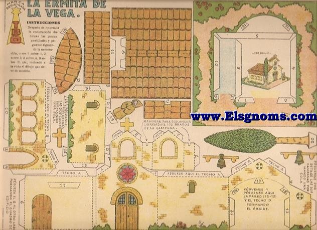La ermita de la vega. Recortable realizado por Ediciones TBO.