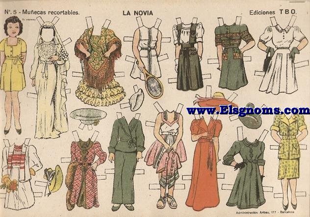 La novia. Recortable realizado por Ediciones TBO. N 5. Muecas recortables.