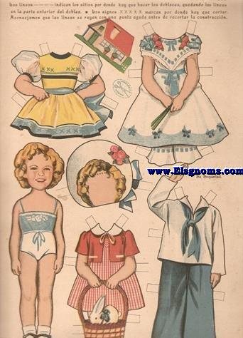Shirley Temple  Recortable realizado por Ediciones La Tijera. Serie 10 Nmero 238..
