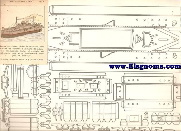 Pinto, corto y pego. N 3. (Barco de guerra).
