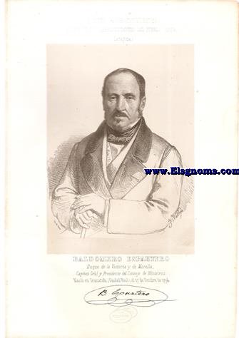 Cortes Constituyentes. Galera de los representantes del pueblo (1854). Zaragoza. Baldomero Espartero.-Capitn Gral y Presidente del Consejo de Ministros.(N.Granatula, (Ciudad Real).
