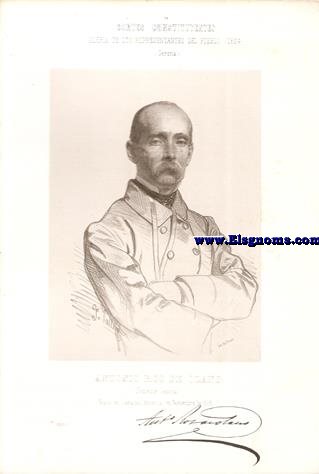 Cortes Constituyentes. Galera de los representantes del pueblo (1854).Gerona.-Antonio Ros De Olano.-Teniente General.Centro.(N. Caracas (Amrica).