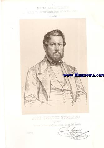 Cortes Constituyentes. Galera de los representantes del pueblo (1854).Corua.-Jos Vzquez Bugueiro.-Magistrado.Izquierda.Naci en San Vicente de Meha (Corua) el 1 de Abril de 1809.