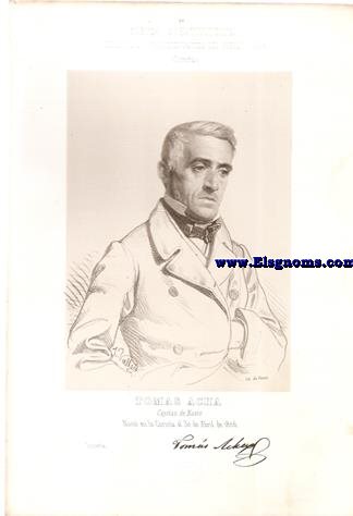 Cortes Constituyentes. Galera de los representantes del pueblo (1854).Corua.-Toms Acha.-Capitn de Navo.Izquierda.Naci en la Corua el 30 de Abril de 1806.