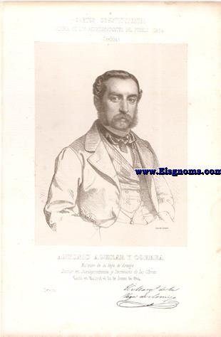 Cortes Constituyentes. Galera de los representantes del pueblo (1854).Cdoba.-Antonio Aguilar y Correa.-Marqus de la Vega de Armijo.Doctor en Jurisprudencia y Secretario de las Cortes.Derecha.Naci en Madrid el 30 de Junio de 1824.